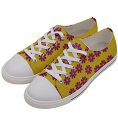 Fantasy Fauna Floral In Sweet Yellow Women s Low Top Canvas Sneakers by pepitasart