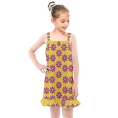 Fantasy Fauna Floral In Sweet Yellow Kids  Overall Dress by pepitasart