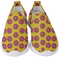 Fantasy Fauna Floral In Sweet Yellow Kids  Slip On Sneakers by pepitasart