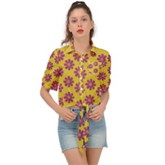 Fantasy Fauna Floral In Sweet Yellow Tie Front Shirt 