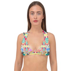 Floral Double Strap Halter Bikini Top