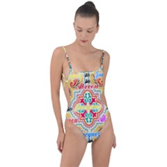 Floral Tie Strap One Piece Swimsuit by ABjCompany