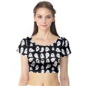 Cute Kawaii Ghost pattern Short Sleeve Crop Top View1