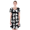 Cute Kawaii Ghost pattern Short Sleeve V-neck Flare Dress View1