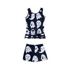 Cute Kawaii Ghost Pattern Kids  Boyleg Swimsuit by Valentinaart