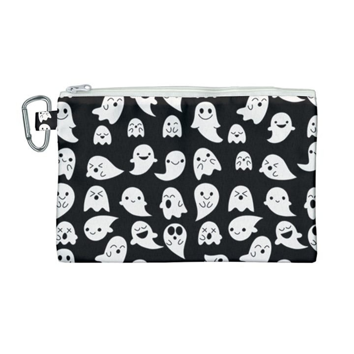 Cute Kawaii Ghost pattern Canvas Cosmetic Bag (Large)