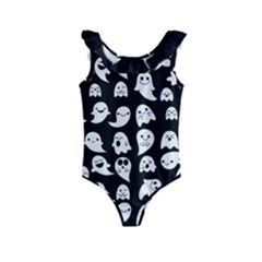 Cute Kawaii Ghost Pattern Kids  Frill Swimsuit by Valentinaart