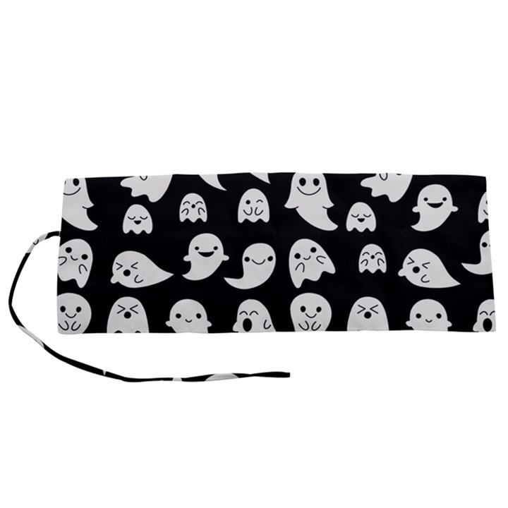 Cute Kawaii Ghost pattern Roll Up Canvas Pencil Holder (S)