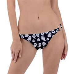 Cute Kawaii Ghost Pattern Ring Detail Bikini Bottom