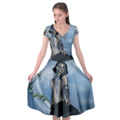 Wonderful Fantasy Women Cap Sleeve Wrap Front Dress