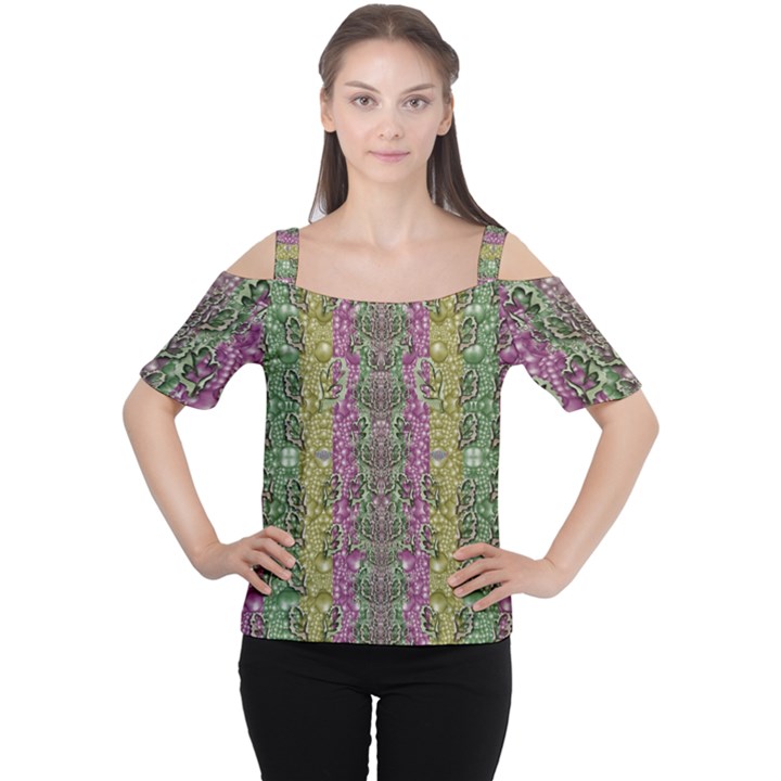 Leaves Contemplative In Pearls Free From Disturbance Cutout Shoulder Tee