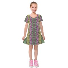 Leaves Contemplative In Pearls Free From Disturbance Kids  Short Sleeve Velvet Dress by pepitasart