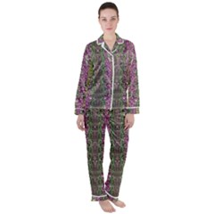 Leaves Contemplative In Pearls Free From Disturbance Satin Long Sleeve Pyjamas Set by pepitasart