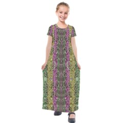 Leaves Contemplative In Pearls Free From Disturbance Kids  Short Sleeve Maxi Dress by pepitasart