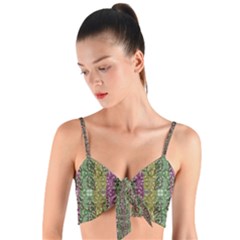 Leaves Contemplative In Pearls Free From Disturbance Woven Tie Front Bralet