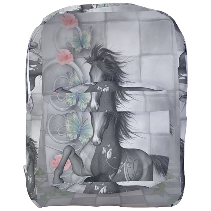 Wonderful Black And White Horse Full Print Backpack