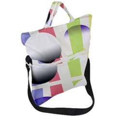 Retro Sphreres And Lines Fold Over Handle Tote Bag by snowwhitegirl