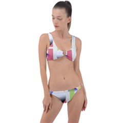 Retro Sphreres And Lines Ring Detail Crop Bikini Set