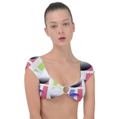 Retro Sphreres And Lines Cap Sleeve Ring Bikini Top