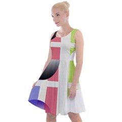 Retro Sphreres And Lines Knee Length Skater Dress