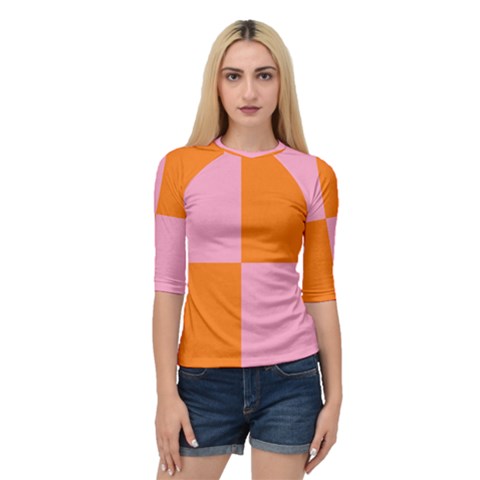 Mod Pink And Orange Squares Quarter Sleeve Raglan Tee by snowwhitegirl