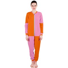 Mod Pink And Orange Squares Onepiece Jumpsuit (ladies)  by snowwhitegirl