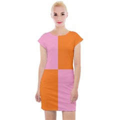 Mod Pink And Orange Squares Cap Sleeve Bodycon Dress by snowwhitegirl