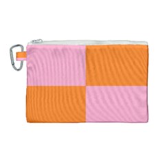 Mod Pink And Orange Squares Canvas Cosmetic Bag (large) by snowwhitegirl