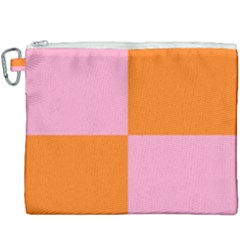 Mod Pink And Orange Squares Canvas Cosmetic Bag (xxxl) by snowwhitegirl