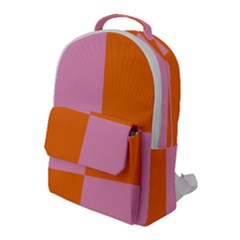 Mod Pink And Orange Squares Flap Pocket Backpack (large) by snowwhitegirl