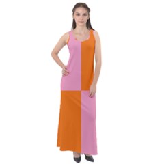 Mod Pink And Orange Squares Sleeveless Velour Maxi Dress by snowwhitegirl