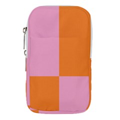 Mod Pink And Orange Squares Waist Pouch (small)