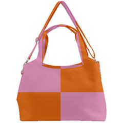 Mod Pink And Orange Squares Double Compartment Shoulder Bag by snowwhitegirl