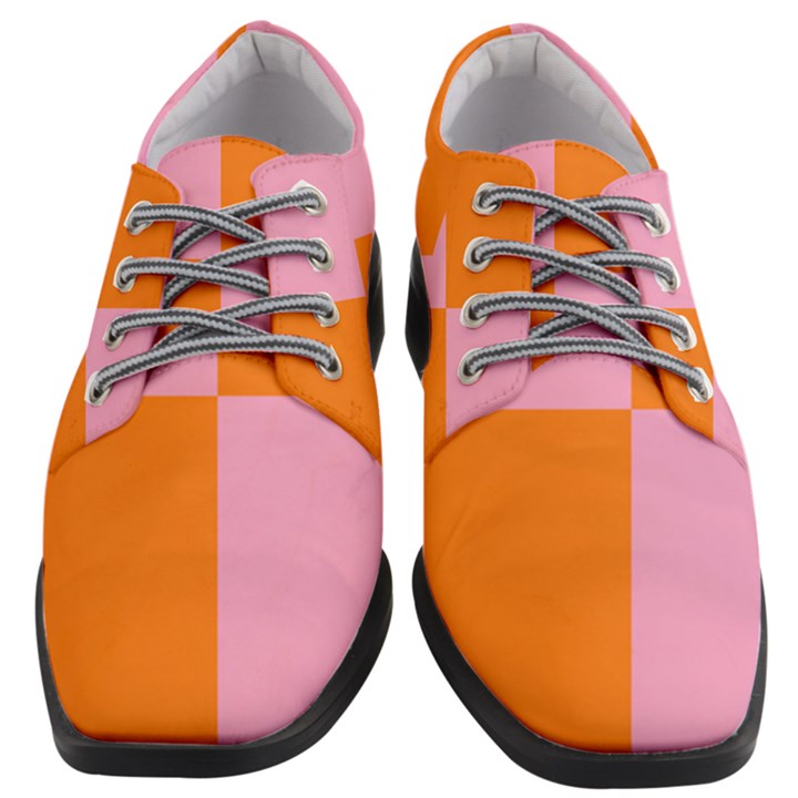 Mod Pink And Orange Squares Women Heeled Oxford Shoes