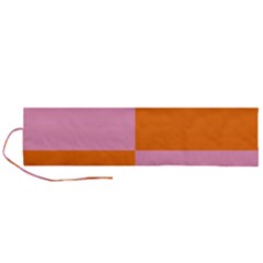 Mod Pink And Orange Squares Roll Up Canvas Pencil Holder (l)