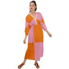 Mod Pink And Orange Squares Grecian Style  Maxi Dress by snowwhitegirl