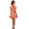 Mod Pink And Orange Squares Flutter Sleeve Wrap Dress View2