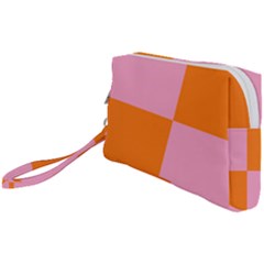 Mod Pink And Orange Squares Wristlet Pouch Bag (small)