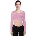 Pink Ribbon Velvet Long Sleeve Crop Top View1