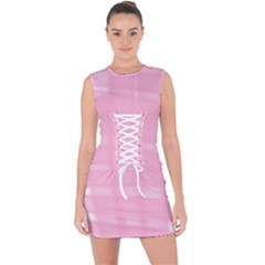 Pink Ribbon Lace Up Front Bodycon Dress