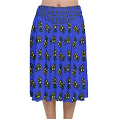 Daisy Royal Blue Velvet Flared Midi Skirt by snowwhitegirl