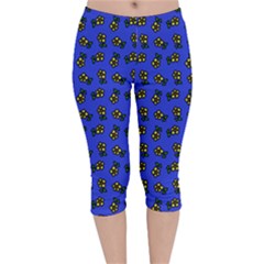 Daisy Royal Blue Velvet Capri Leggings  by snowwhitegirl