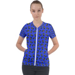 Daisy Royal Blue Short Sleeve Zip Up Jacket