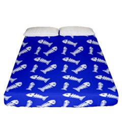 Fish Royal Blue Fitted Sheet (queen Size) by snowwhitegirl