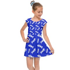 Fish Royal Blue Kids  Cap Sleeve Dress by snowwhitegirl