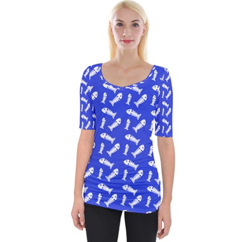 Fish Royal Blue Wide Neckline Tee by snowwhitegirl