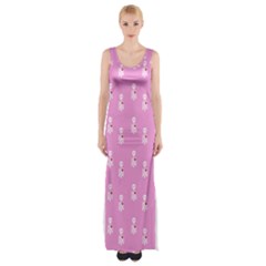 Skeleton Pink Thigh Split Maxi Dress by snowwhitegirl