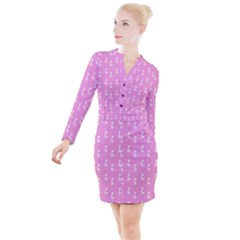 Skeleton Pink Button Long Sleeve Dress by snowwhitegirl