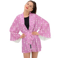 Skeleton Pink Long Sleeve Kimono