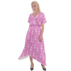 Skeleton Pink Cross Front Sharkbite Hem Maxi Dress by snowwhitegirl